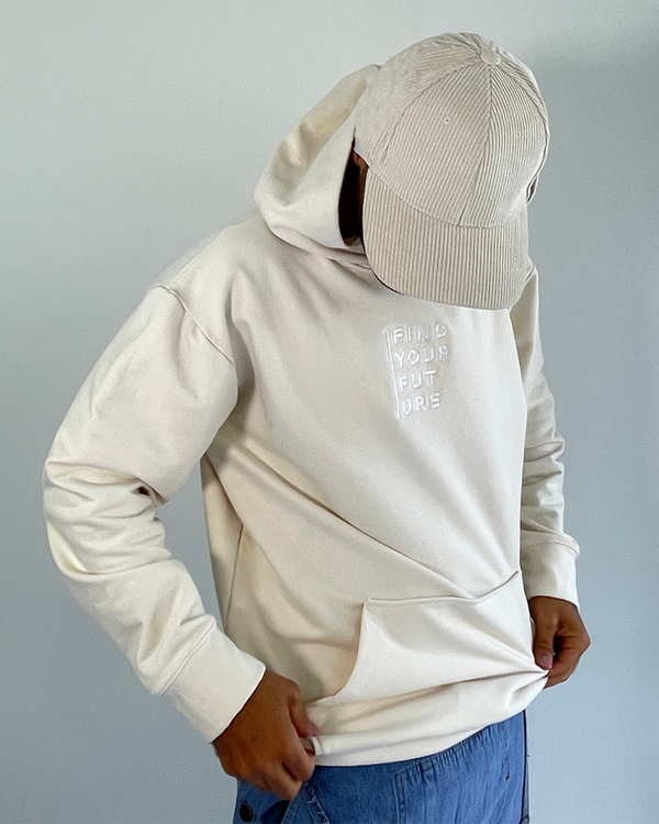Buzo hoodie ladino hueso
