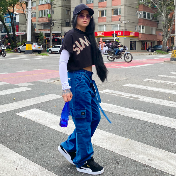 Jean cargo liara azul oscuro