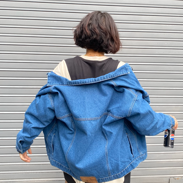 Chaqueta ochentera azul medio