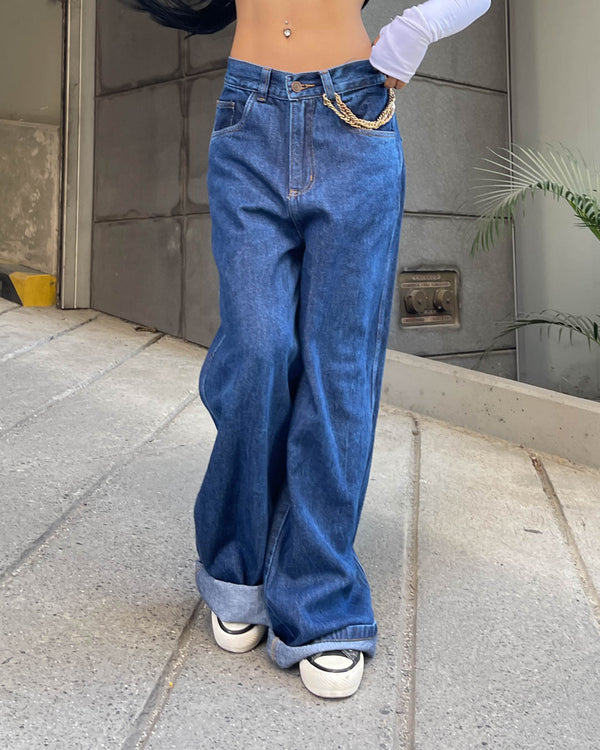 Jean oversize oscuro