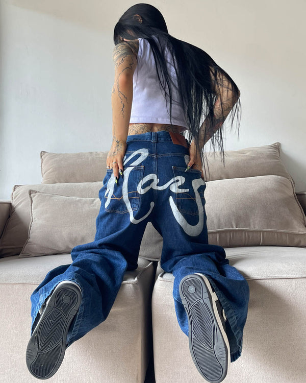 Jean oversize oscuro rare
