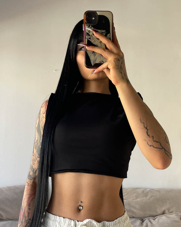Crop straple negro
